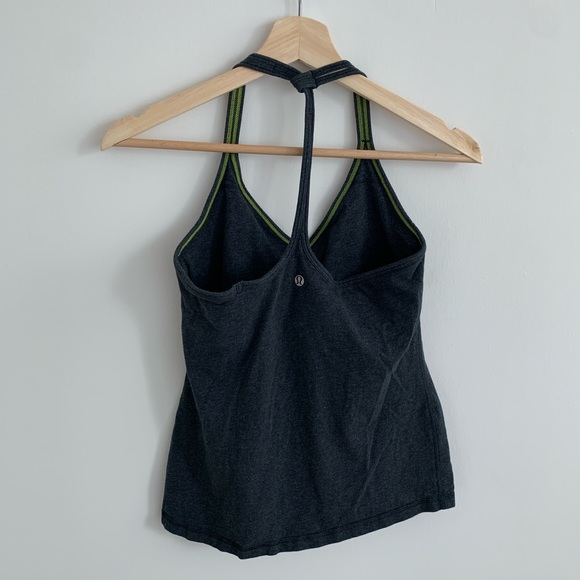 Lululemon Grey Workout Tank w Green Stitching - Picture 3 of 4
